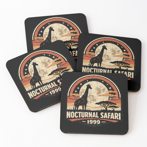 Item preview, Nocturnal Safari 1999 – Retro Giraffe Moon Vintage Wildlife Badge designed and sold by JonelCrafts.
