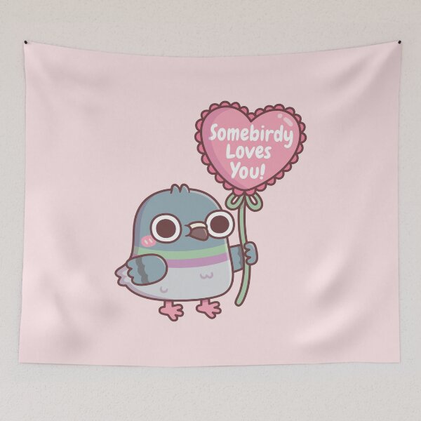 Item preview, Cute Pigeon With Heart Balloon Somebirdy Loves You designed and sold by rustydoodle.