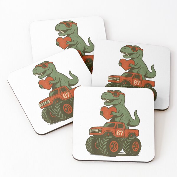 Item preview, Cool T-Rex Dinosaur Riding Red Monster Truck Valentine Heart Sunglasses Art designed and sold by HuserPiri.