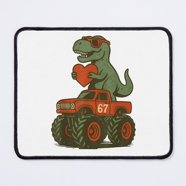 Item preview, Cool T-Rex Dinosaur Riding Red Monster Truck Valentine Heart Sunglasses Art designed and sold by HuserPiri.