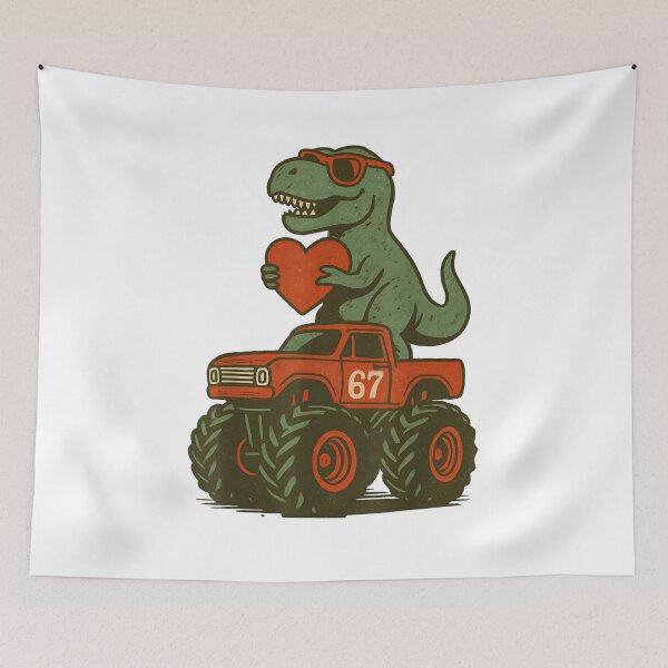 Item preview, Cool T-Rex Dinosaur Riding Red Monster Truck Valentine Heart Sunglasses Art designed and sold by HuserPiri.