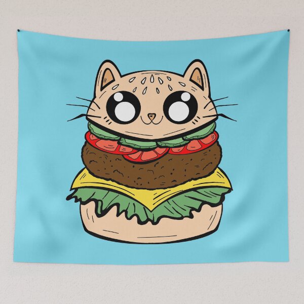 Item preview, Cat burger With blue background  designed and sold by missmann.