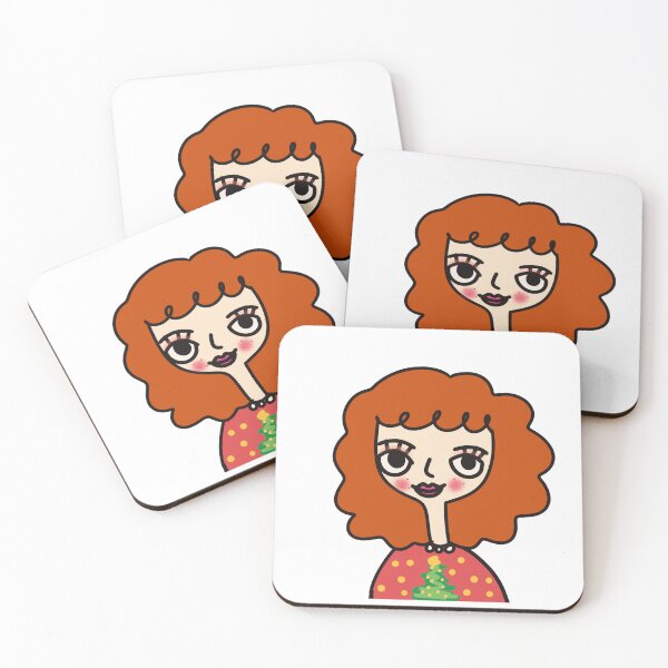Item preview, Curly Redhead Girl in Christmas Sweater – Festive Cute Cartoon Art designed and sold by Sandeeday.