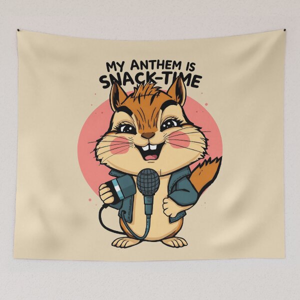 Item preview, My Anthem Is Snack-Time — Funny Punk Squirrel Holding Microphone Cartoon designed and sold by Amplify-n-Co.