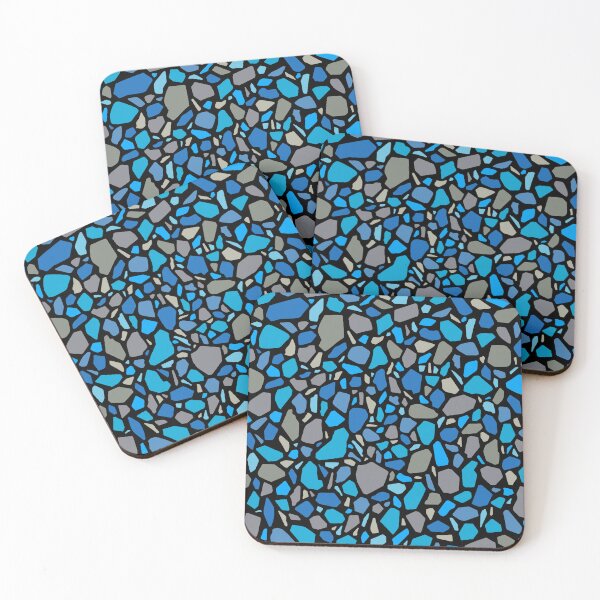Item preview, Blue, Aqua, And Gray Terrazzo Pattern On Black designed and sold by DEC02.