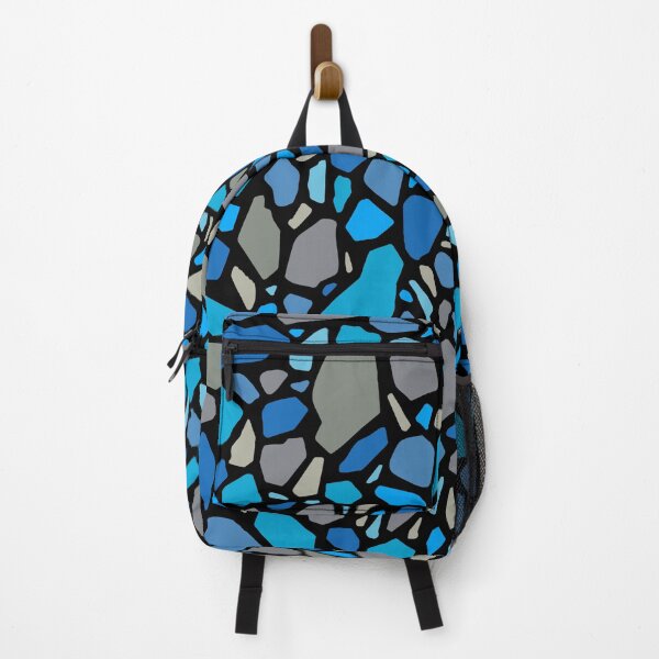 Item preview, Blue, Aqua, And Gray Terrazzo Pattern On Black designed and sold by DEC02.