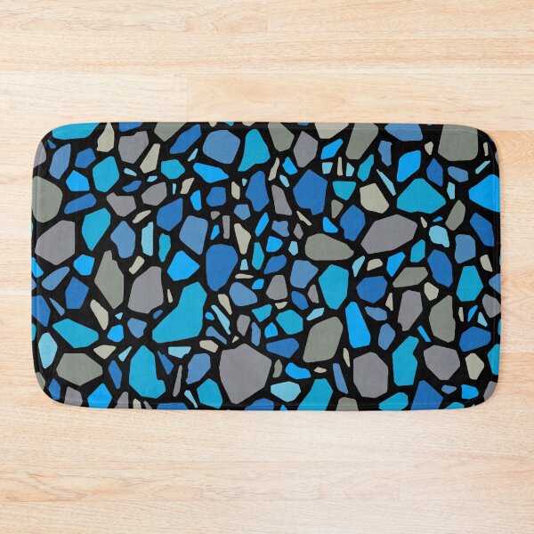 Item preview, Blue, Aqua, And Gray Terrazzo Pattern On Black designed and sold by DEC02.