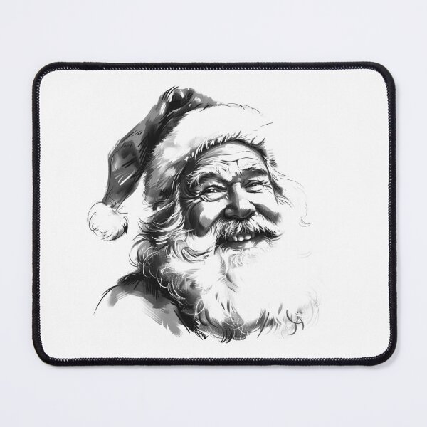 Item preview, Jolly Santa Claus Laughing – Black and White Christmas Illustration designed and sold by inkoutninja.