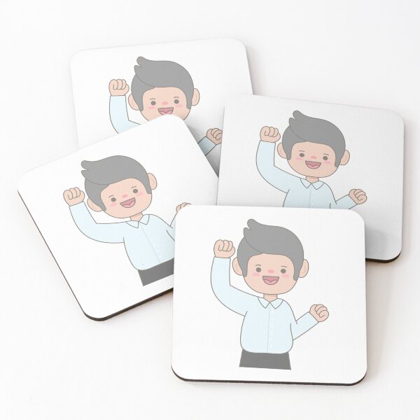 Item preview, Successful Office Man Celebrating Victory with Raised Fists for Business Achievement designed and sold by nuchz.