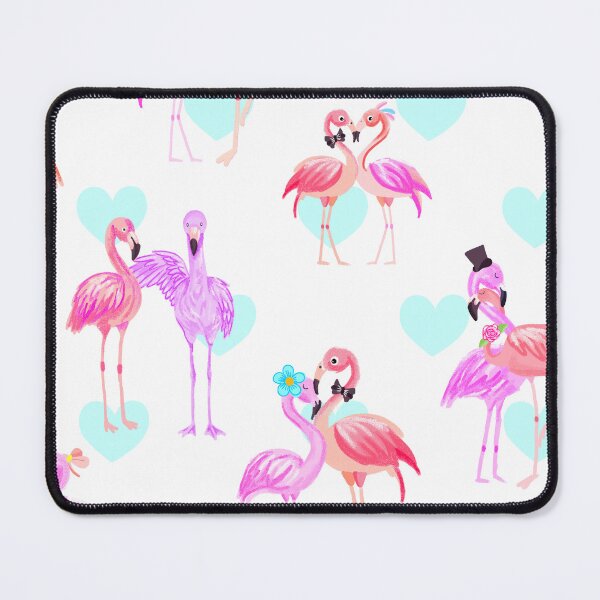 Item preview, Flamingo In Love-white Peach Hearts Flamingo Pink designed and sold by Fabricatemyart.