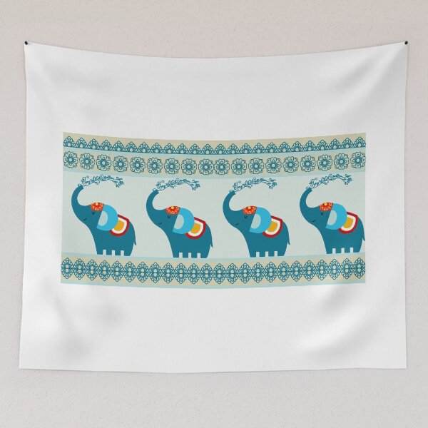 Item preview, Blue Elephant Decorative Border Pattern designed and sold by Dintheo.