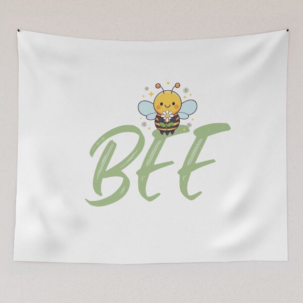 Item preview, Bee Word Art - Cute Bee with Daisy and "BEE" Script designed and sold by Love3Happy.