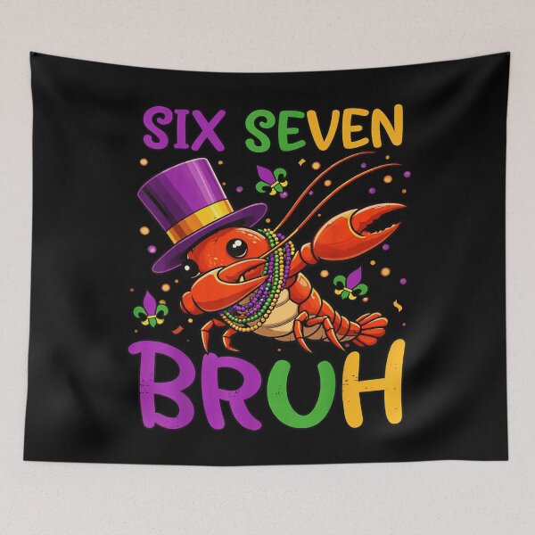 Item preview, Six Seven Bruh Funny Mardi Gras Crawfish Dabbing Wearing Purple Top Hat designed and sold by NgumohaLanke.
