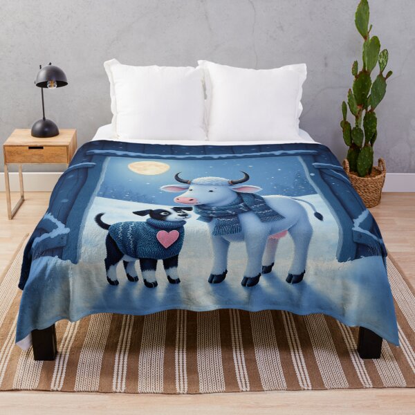 Item preview, Moonlit Winter Companions – Whimsical Cow and Puppy in the Snow designed and sold by Whimsical Hug.