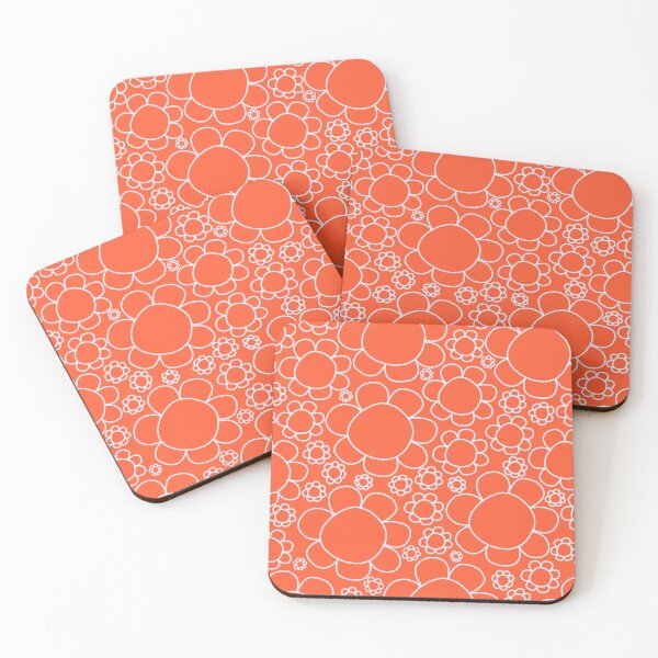 Item preview, Cheerful Doodle Flowers Pattern in Orange and Ice Blue designed and sold by kierkegaard.