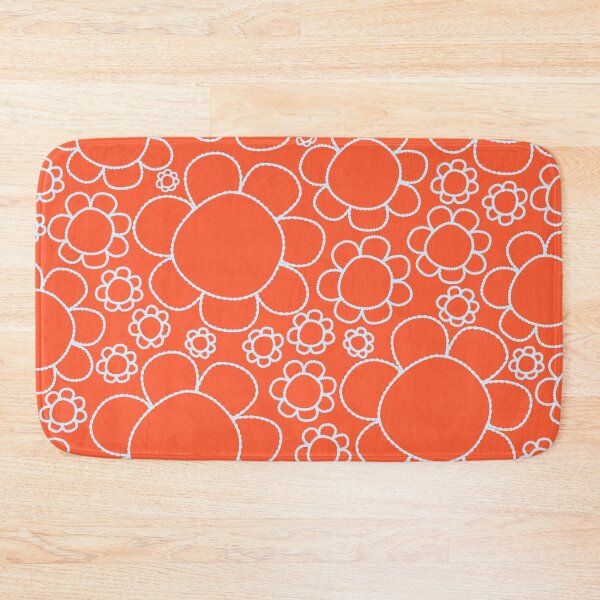 Item preview, Cheerful Doodle Flowers Pattern in Orange and Ice Blue designed and sold by kierkegaard.