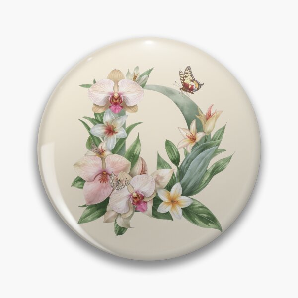 Item preview, Elegant Botanical Letter D Monogram – Floral Orchid & Butterfly Illustration | Nature-Inspired Aesthetic Decor designed and sold by AmenAlways.