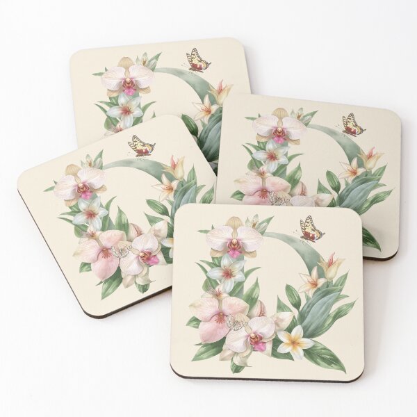 Item preview, Elegant Botanical Letter D Monogram – Floral Orchid & Butterfly Illustration | Nature-Inspired Aesthetic Decor designed and sold by AmenAlways.