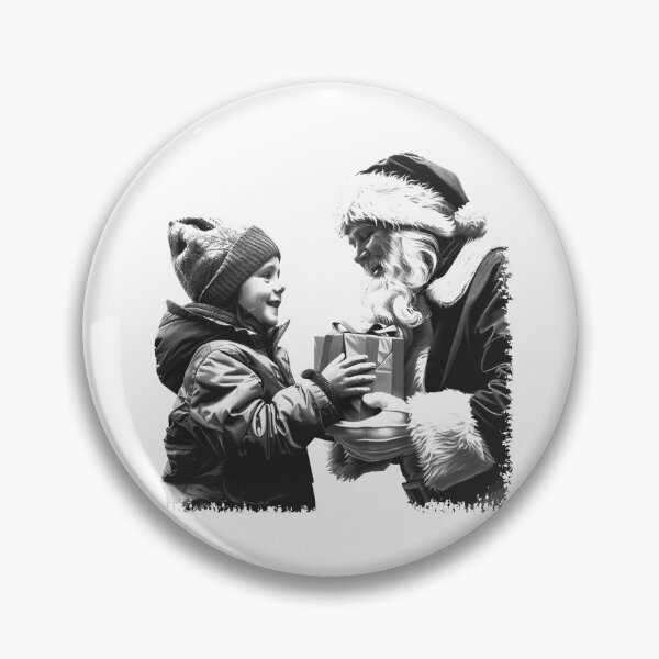 Item preview, Santa Giving Gift to Child – Black and White Christmas Illustration designed and sold by inkoutninja.