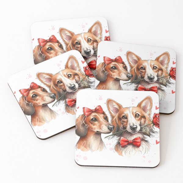 Item preview, Dachshund and Corgi Valentine’s Day Puppy Love Watercolor designed and sold by Nomadic-Prints.