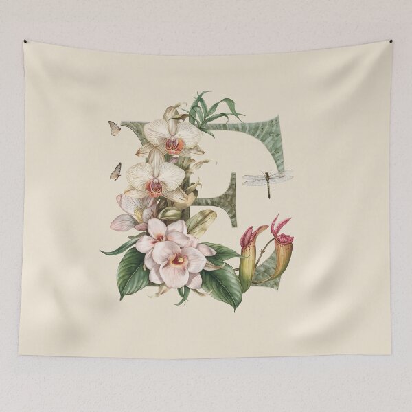 Item preview, Elegant Botanical Letter E Monogram – Floral Orchid & Butterfly Illustration | Nature-Inspired Aesthetic Decor designed and sold by AmenAlways.