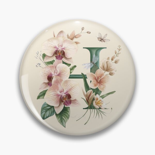 Item preview, Elegant Botanical Letter H Monogram – Floral Orchid & Butterfly Illustration | Nature-Inspired Aesthetic Decor designed and sold by AmenAlways.