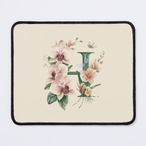 Item preview, Elegant Botanical Letter H Monogram – Floral Orchid & Butterfly Illustration | Nature-Inspired Aesthetic Decor designed and sold by AmenAlways.