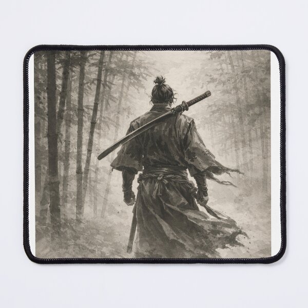 Item preview, Moonlit Ronin – Lone Samurai Ink Illustration designed and sold by ナツ道.