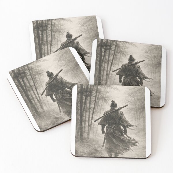 Item preview, Moonlit Ronin – Lone Samurai Ink Illustration designed and sold by ナツ道.
