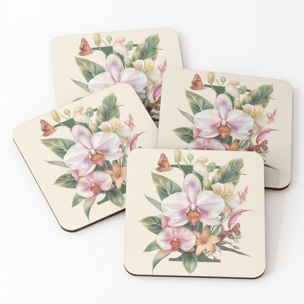 Item preview, Elegant Botanical Letter I Monogram – Floral Orchid & Butterfly Illustration | Nature-Inspired Aesthetic Decor designed and sold by AmenAlways.