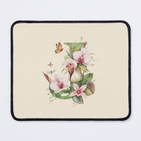 Item preview, Elegant Botanical Letter J Monogram – Floral Orchid & Butterfly Illustration | Nature-Inspired Aesthetic Decor designed and sold by AmenAlways.