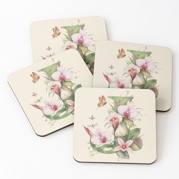 Item preview, Elegant Botanical Letter J Monogram – Floral Orchid & Butterfly Illustration | Nature-Inspired Aesthetic Decor designed and sold by AmenAlways.