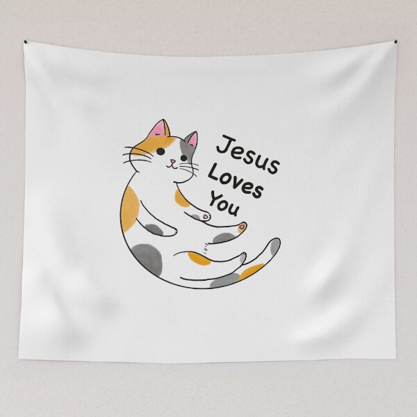 Item preview, Jesus Loves You Cat designed and sold by aoi.bird33.