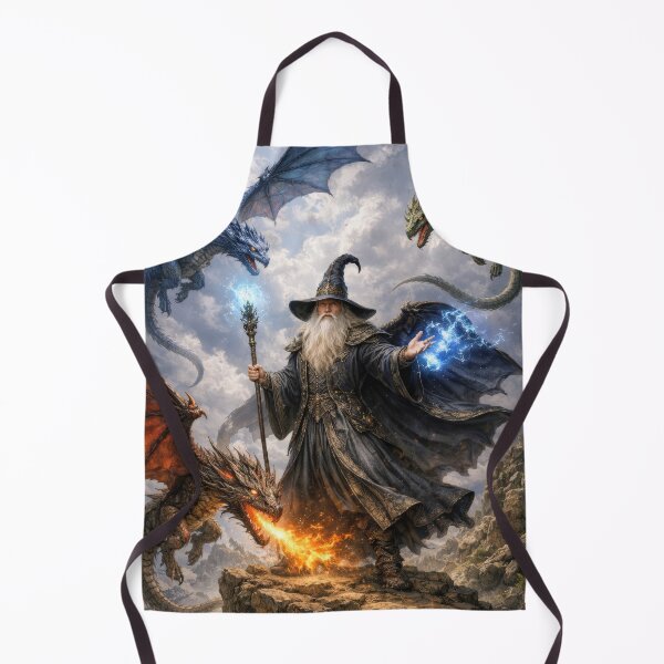 Item preview, Dragon Master Wizard – Elemental Dragons Fantasy Mage Art designed and sold by DrakariArt.