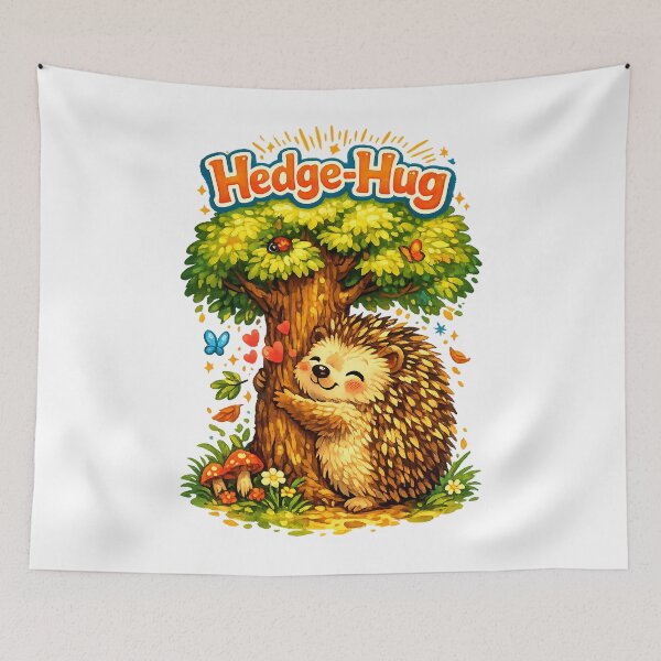 Item preview, Hedge-Hug Cute Hedgehog Pun – Wholesome Woodland Tree Hugger Art designed and sold by StrayaDesign.