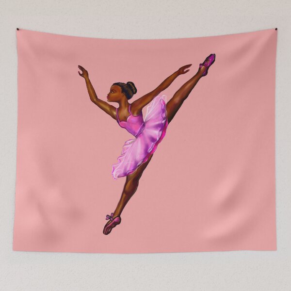 Item preview, Black Ballerina in Pink Tutu - Melanin Magic Dance & Aesthetic Balletcore Art designed and sold by Artonmytee.