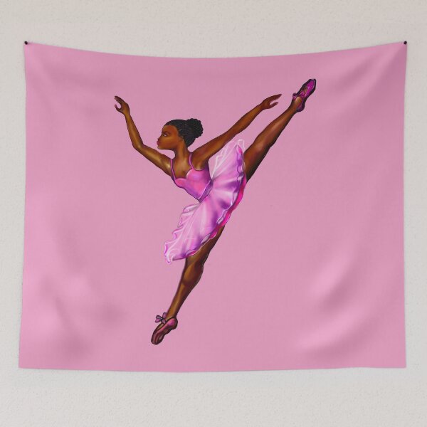Item preview, Ballet Black ballerina dancer with corn rows ! beautiful dancing black girl with Afro hair and dark brown skin wearing a pink tutu.Hair love ! designed and sold by Artonmytee.