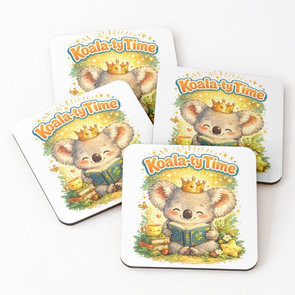 Item preview, Koala-ty Time Cute Reading Koala Pun – Book Lover Gift Illustration designed and sold by StrayaDesign.