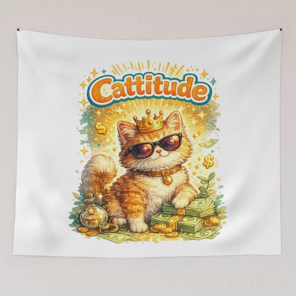 Item preview, Cattitude Sassy Cat in Sunglasses – Funny Confident Cat Pun Art designed and sold by StrayaDesign.