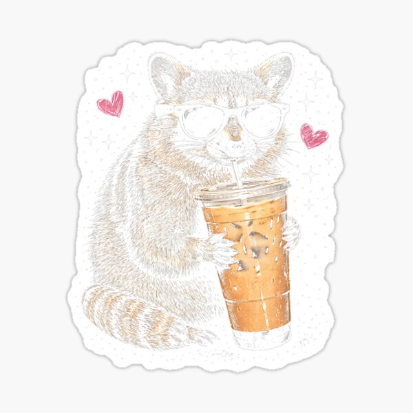 Item preview, Mapache bebiendo café helado Meme divertido de animales Hombres Mujeres designed and sold by fidelmeyer.