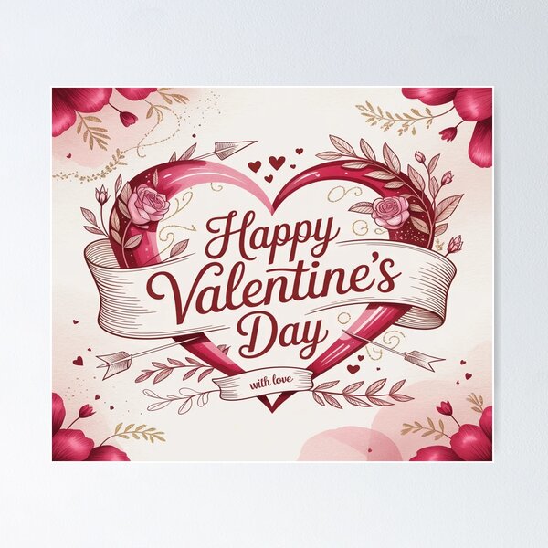 Item preview, Happy Valentine's Day Heart | Romantic Floral Roses Design designed and sold by Midnight Veil Designs.
