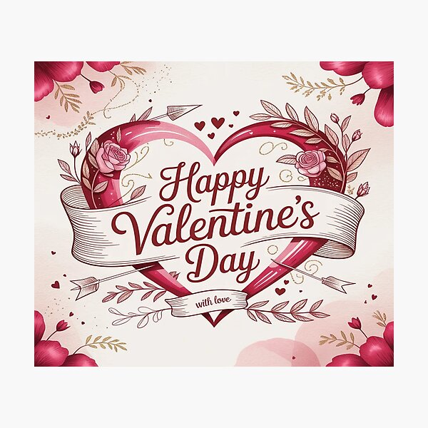 Item preview, Happy Valentine's Day Heart | Romantic Floral Roses Design designed and sold by Midnight Veil Designs.