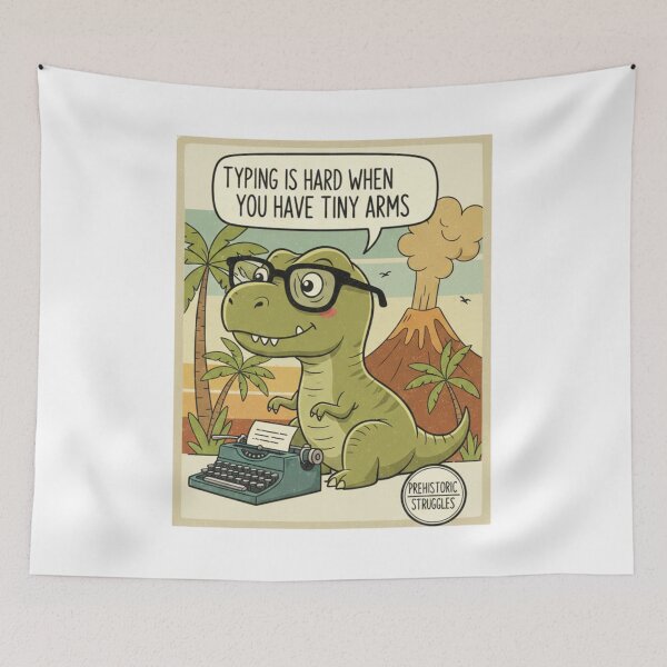 Item preview, Funny T-Rex Typing Tiny Arms Prehistoric Struggles Retro Art designed and sold by Wear Sculpt.