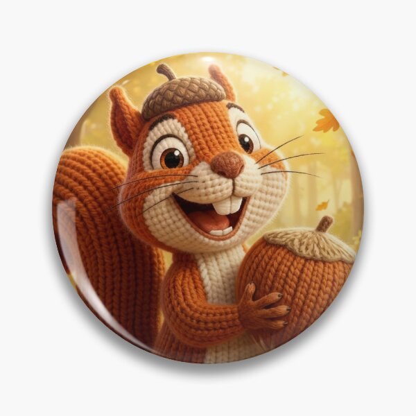 Item preview, Cute Knitted Squirrel with Giant Acorn - Cozy Autumn Art designed and sold by قف.