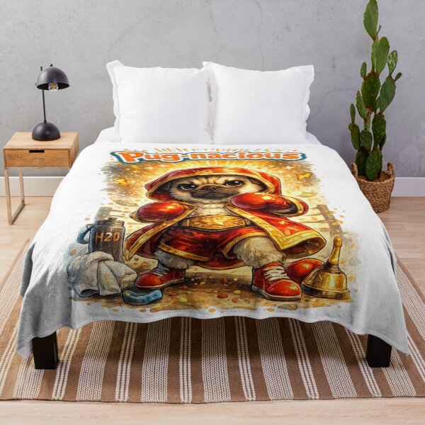 Item preview, Pug-nacious Determined Boxing Pug – Funny Motivational Dog Pun Art designed and sold by StrayaDesign.