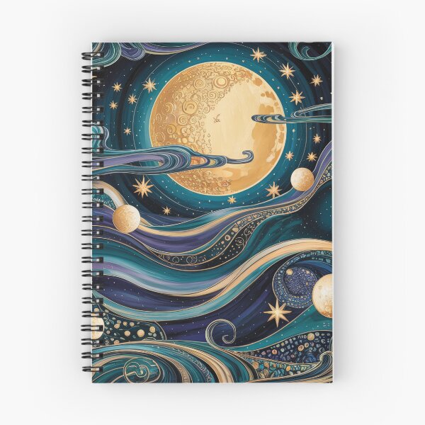 Item preview, Gustav Klimt Style Golden Moon and Stars | Art Nouveau Celestial Night Art designed and sold by Tamas Das.