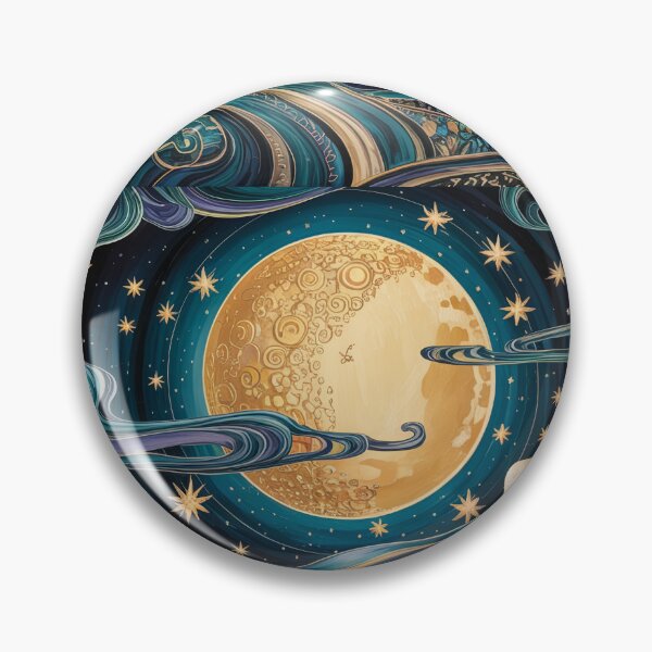 Item preview, Gustav Klimt Style Golden Moon and Stars | Art Nouveau Celestial Night Art designed and sold by Tamas Das.