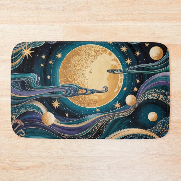 Item preview, Gustav Klimt Style Golden Moon and Stars | Art Nouveau Celestial Night Art designed and sold by Tamas Das.