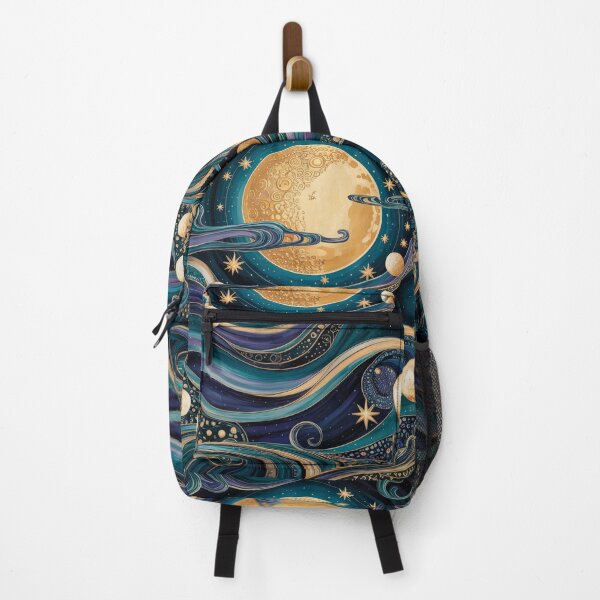 Item preview, Gustav Klimt Style Golden Moon and Stars | Art Nouveau Celestial Night Art designed and sold by Tamas Das.