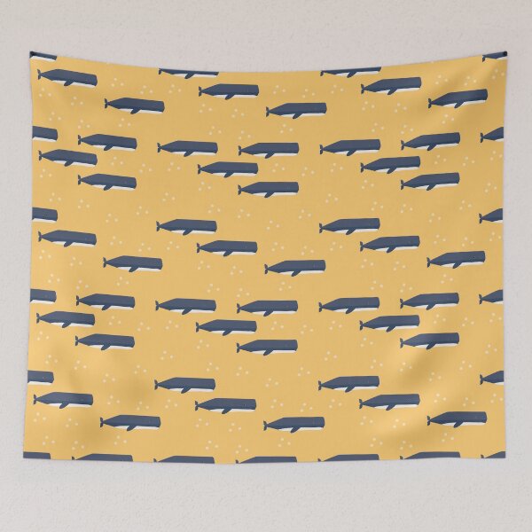 Item preview, Sperm whales on yellow designed and sold by reneesillus.